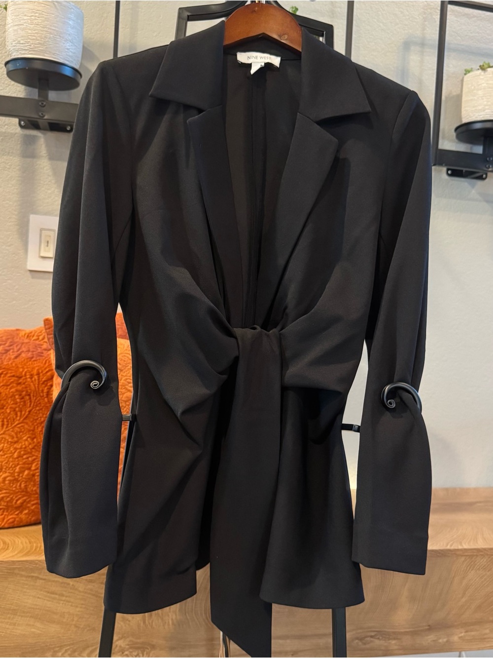 Nine West Black Twist-Front Blazer Jacket